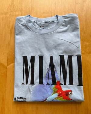 NOVAMEN Miami Parrot Graphic T-Shirt Size XL Blue Cotton